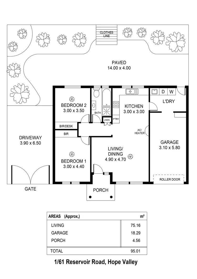 Floorplan of Homely unit listing, 1/61 Reservoir Road, Hope Valley SA 5090