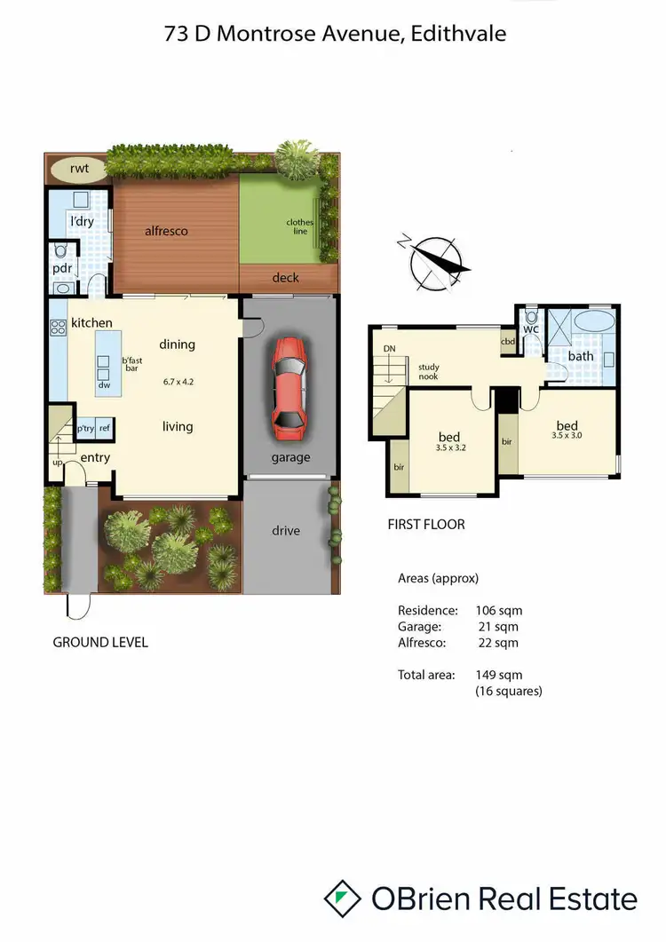 Floorplan of Homely townhouse listing, 73D Montrose Avenue, Edithvale VIC 3196