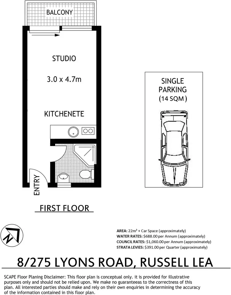 Floorplan of Homely apartment listing, 8/275 Lyons Road, Russell Lea NSW 2046