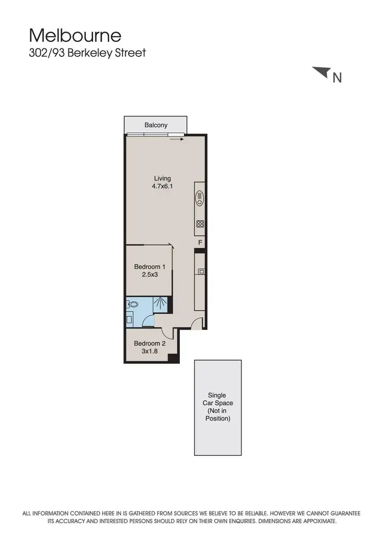 Floorplan of Homely apartment listing, 302/95 Berkeley Street, Melbourne VIC 3000