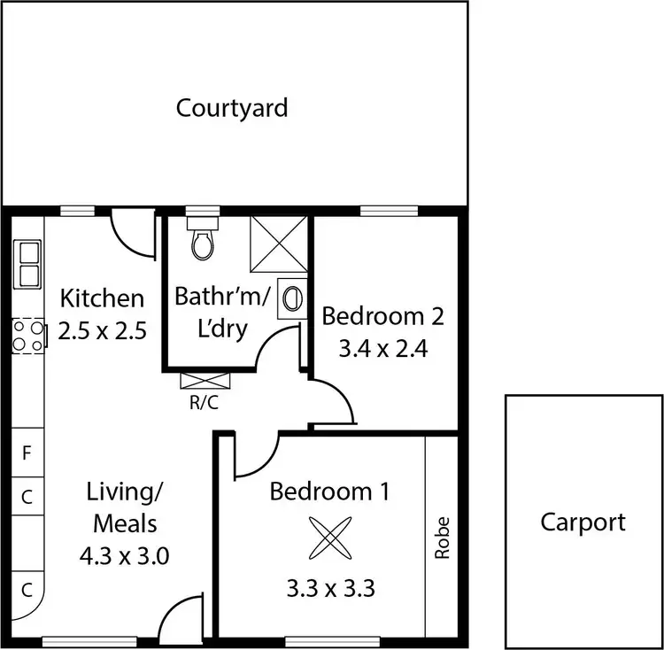 Floorplan of Homely unit listing, 2/43 McDonnell Avenue, West Hindmarsh SA 5007