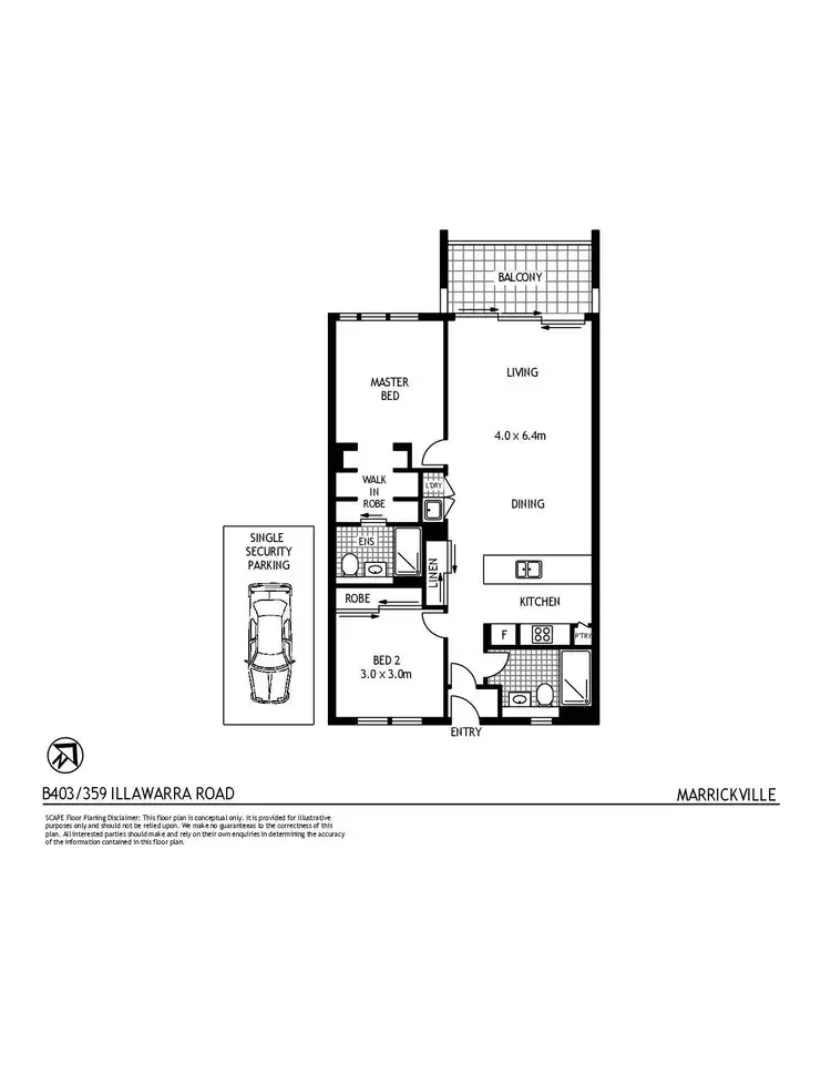 Floorplan of Homely apartment listing, B403/359 Illawarra Road, Marrickville NSW 2204