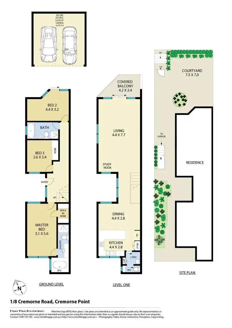 Floorplan of Homely townhouse listing, 1/8 Cremorne Road, Cremorne Point NSW 2090