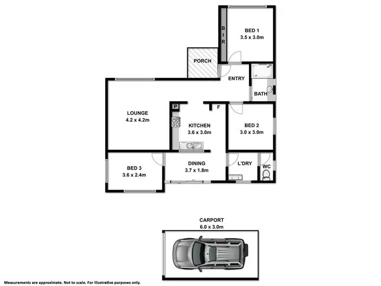 Floorplan of Homely unit listing, 1/36 Wilson Street, Wodonga VIC 3690