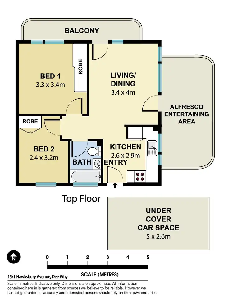 Floorplan of Homely unit listing, 15/1 Hawkesbury Avenue, Dee Why NSW 2099