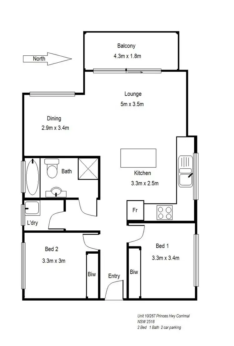 Floorplan of Homely unit listing, 10/267 Princes Highway, Corrimal NSW 2518