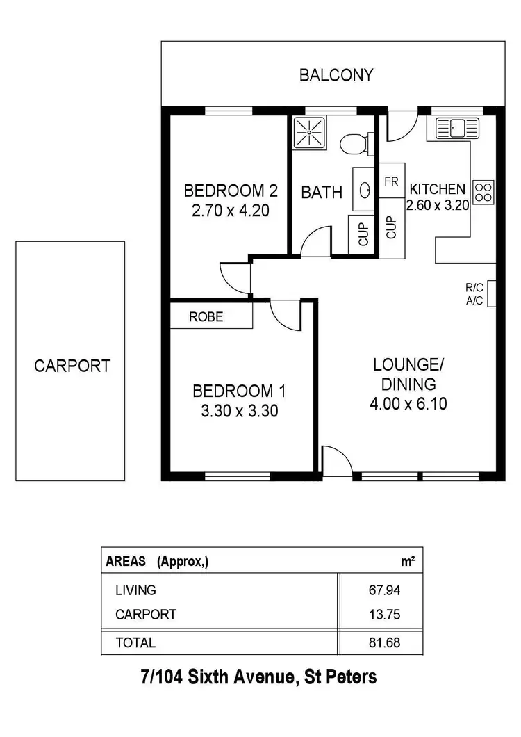 Floorplan of Homely unit listing, 7/104 Sixth Avenue, St Peters SA 5069