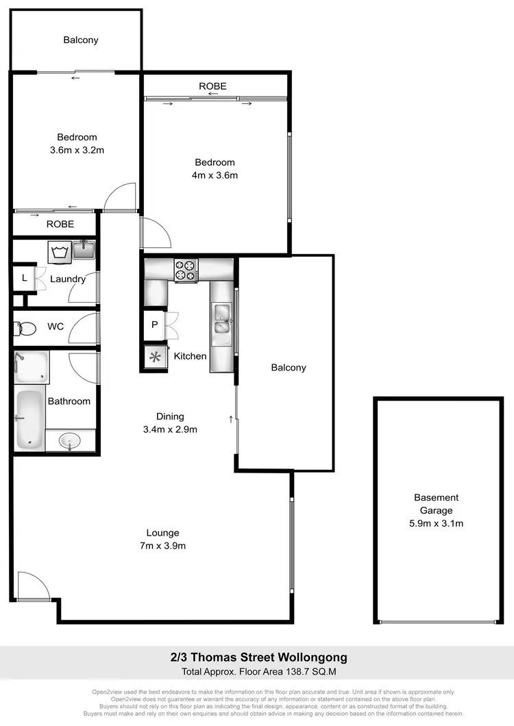 Floorplan of Homely unit listing, 2/3 Thomas Street, Wollongong NSW 2500