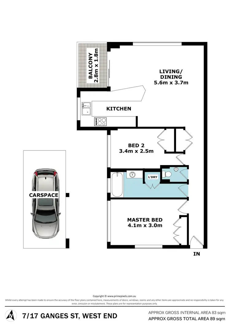 Floorplan of Homely unit listing, 7/17 Ganges Street, West End QLD 4101