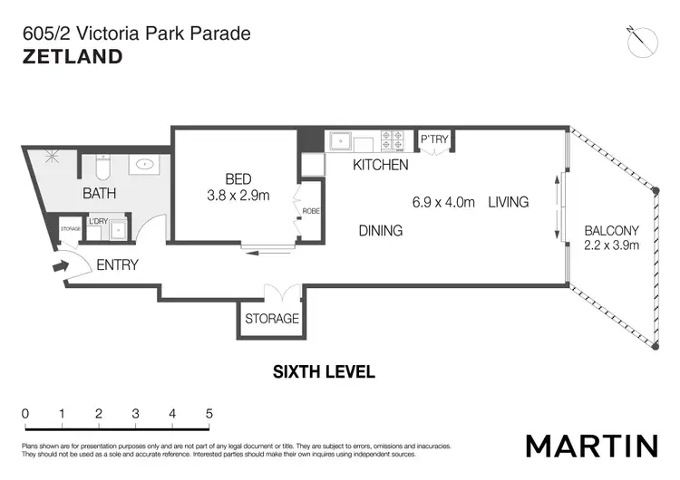 Floorplan of Homely apartment listing, 605/2 Victoria Park Parade, Zetland NSW 2017