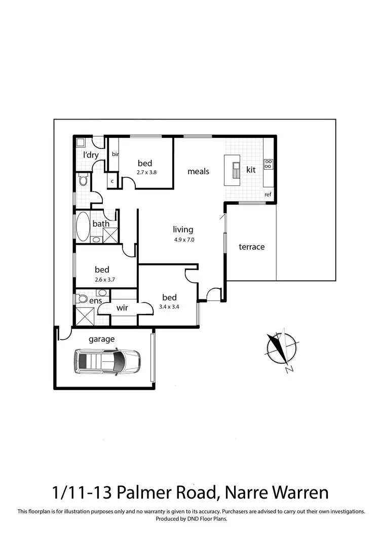 Floorplan of Homely unit listing, 1/11-13 Palmer Drive, Narre Warren VIC 3805