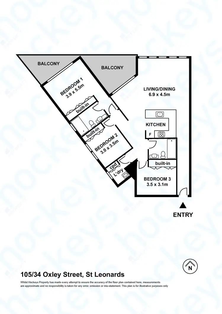 Floorplan of Homely apartment listing, 105/34 Oxley Street, St Leonards NSW 2065