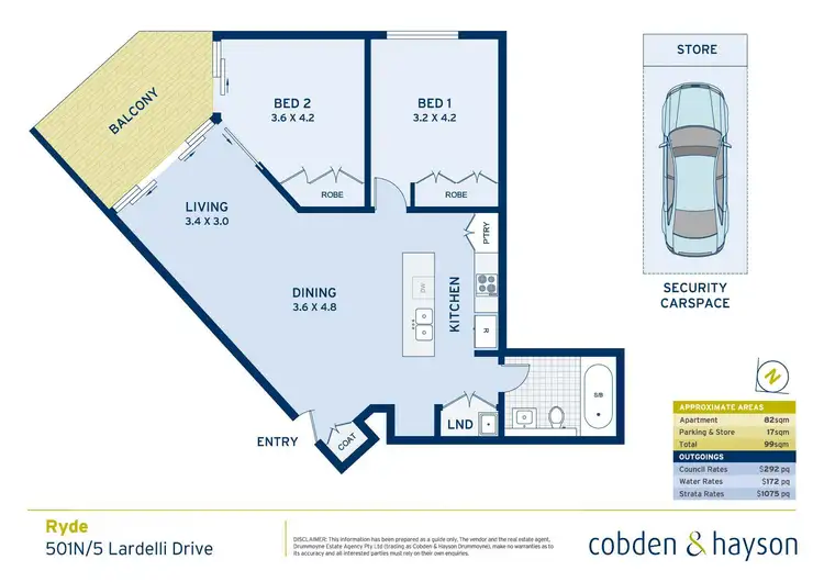 Floorplan of Homely apartment listing, 501N/5 Lardelli Drive, Ryde NSW 2112