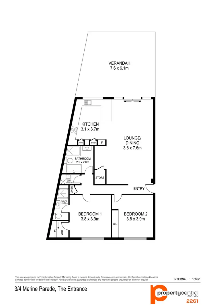 Floorplan of Homely unit listing, 3/4 Marine Parade, The Entrance NSW 2261
