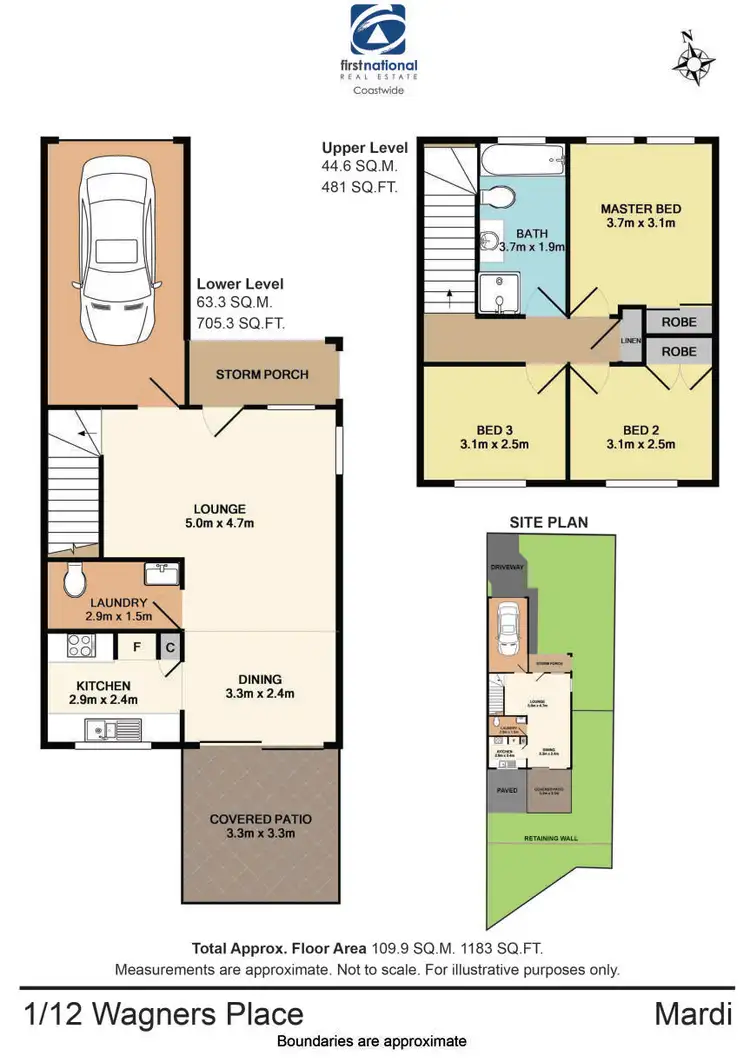 Floorplan of Homely semi-detached listing, 1/12 Wagners Place, Mardi NSW 2259