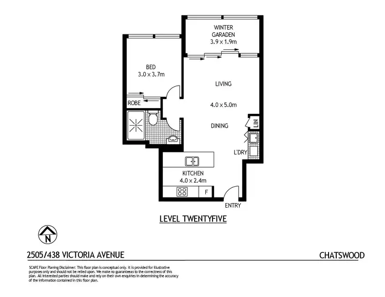 Floorplan of Homely apartment listing, 2505/438 Victoria Avenue, Chatswood NSW 2067