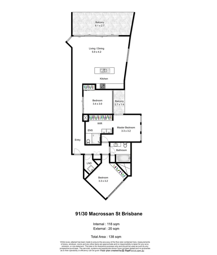 Floorplan of Homely apartment listing, 91/30 Macrossan Street, Brisbane City QLD 4000