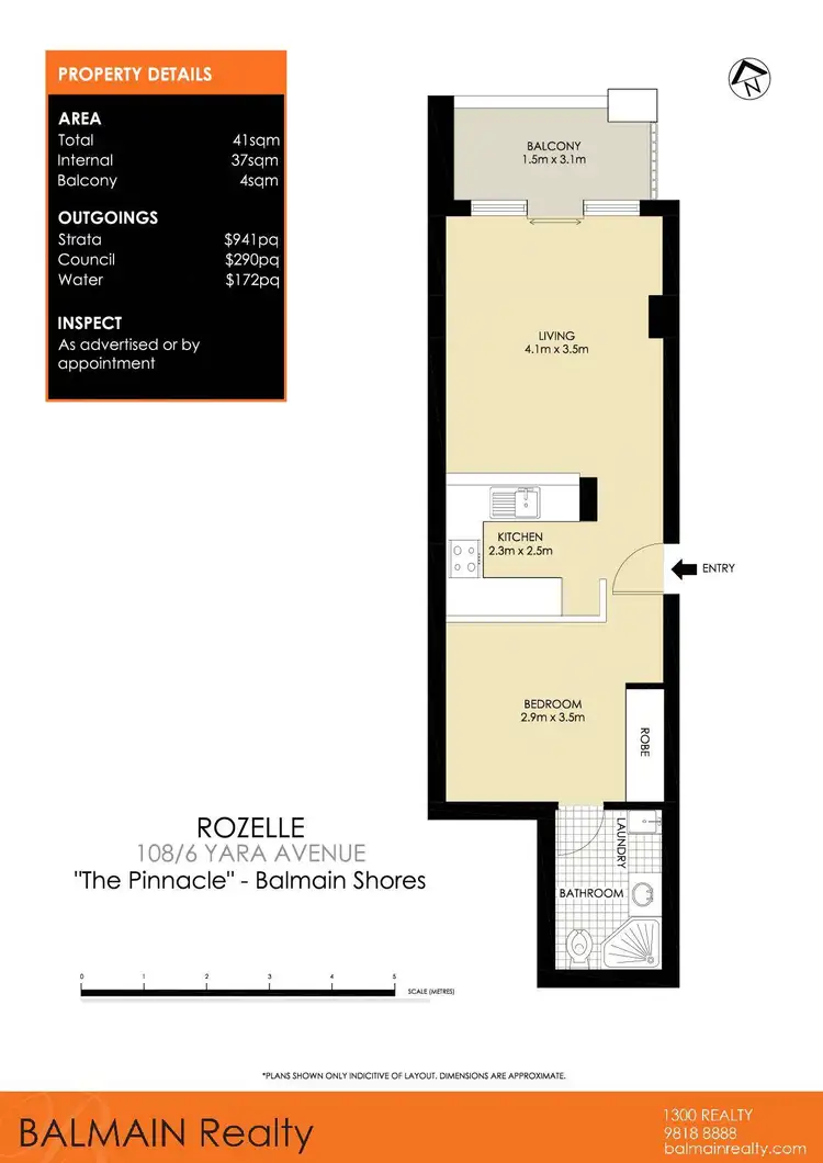 Floorplan of Homely studio listing, 108/6 Yara Avenue, Rozelle NSW 2039