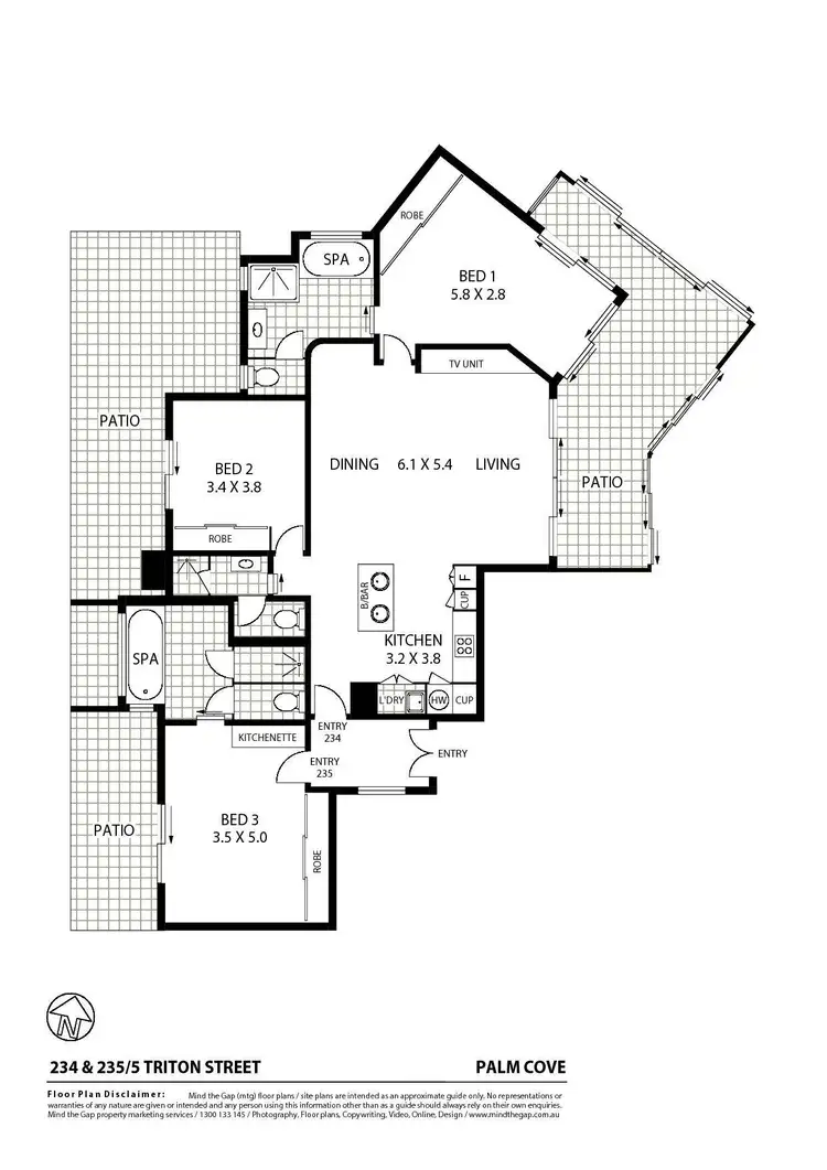 Floorplan of Homely apartment listing, 234-235/5 Triton Street, Palm Cove QLD 4879