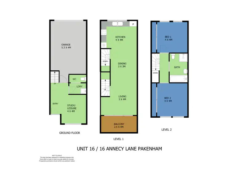 Floorplan of Homely townhouse listing, 16 Annecy Lane, Pakenham VIC 3810