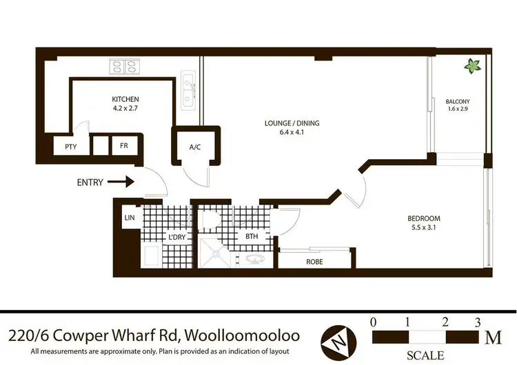 Floorplan of Homely unit listing, 220/6 Cowper Wharf Road, Woolloomooloo NSW 2011