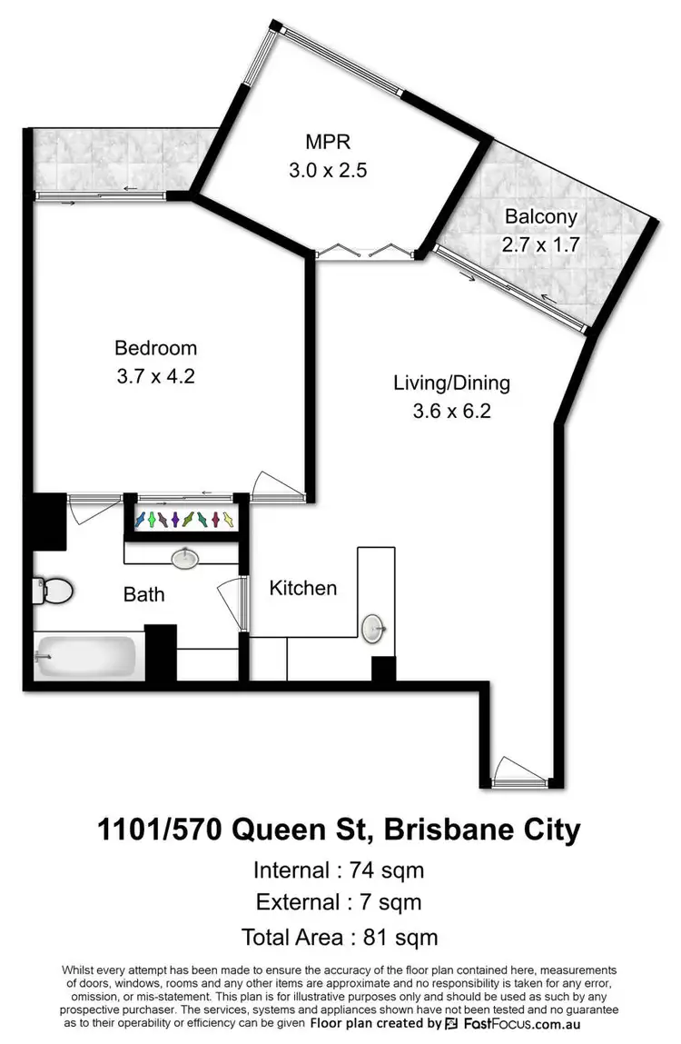 Floorplan of Homely apartment listing, 1101/570 Queen Street, Brisbane City QLD 4000