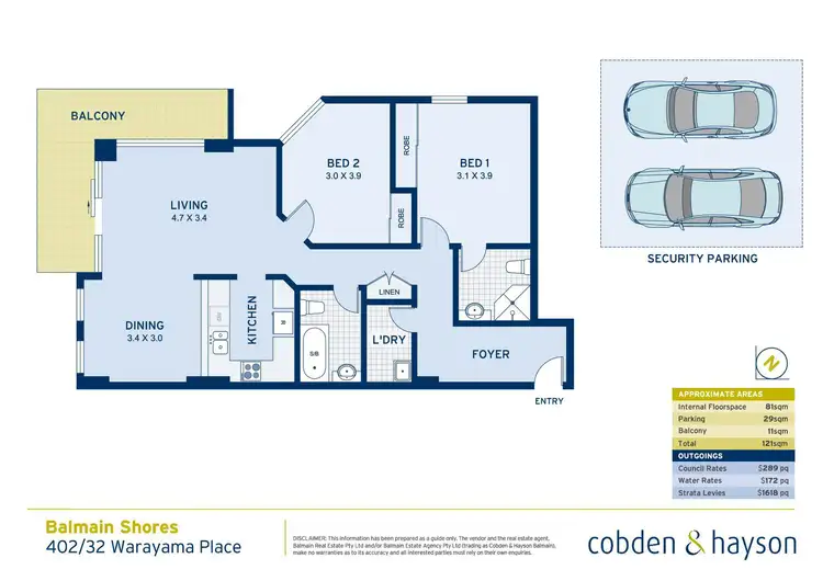 Floorplan of Homely apartment listing, 402/32 Warayama Place, Rozelle NSW 2039