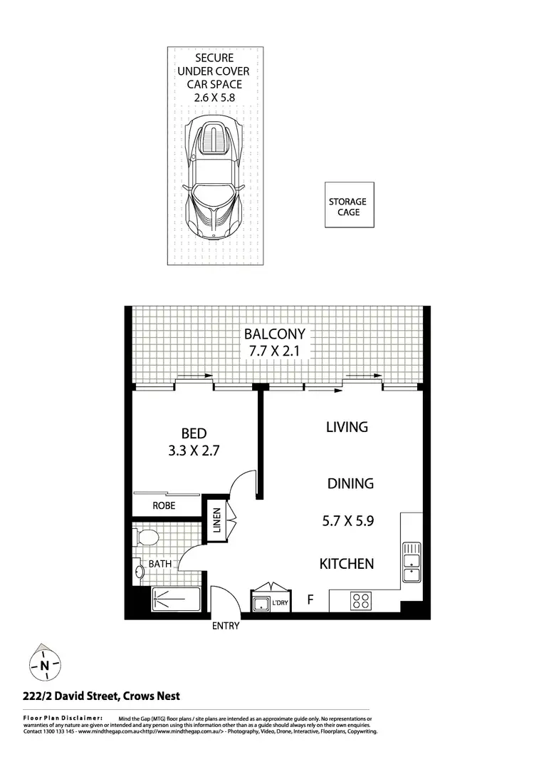Floorplan of Homely apartment listing, 222/2 David Street, Crows Nest NSW 2065