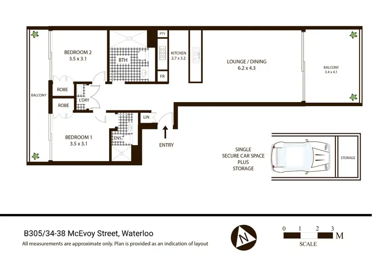 Floorplan of Homely apartment listing, B305/34-38 McEvoy Street, Waterloo NSW 2017