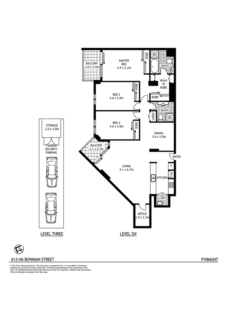 Floorplan of Homely apartment listing, 613/66 Bowman Street, Pyrmont NSW 2009