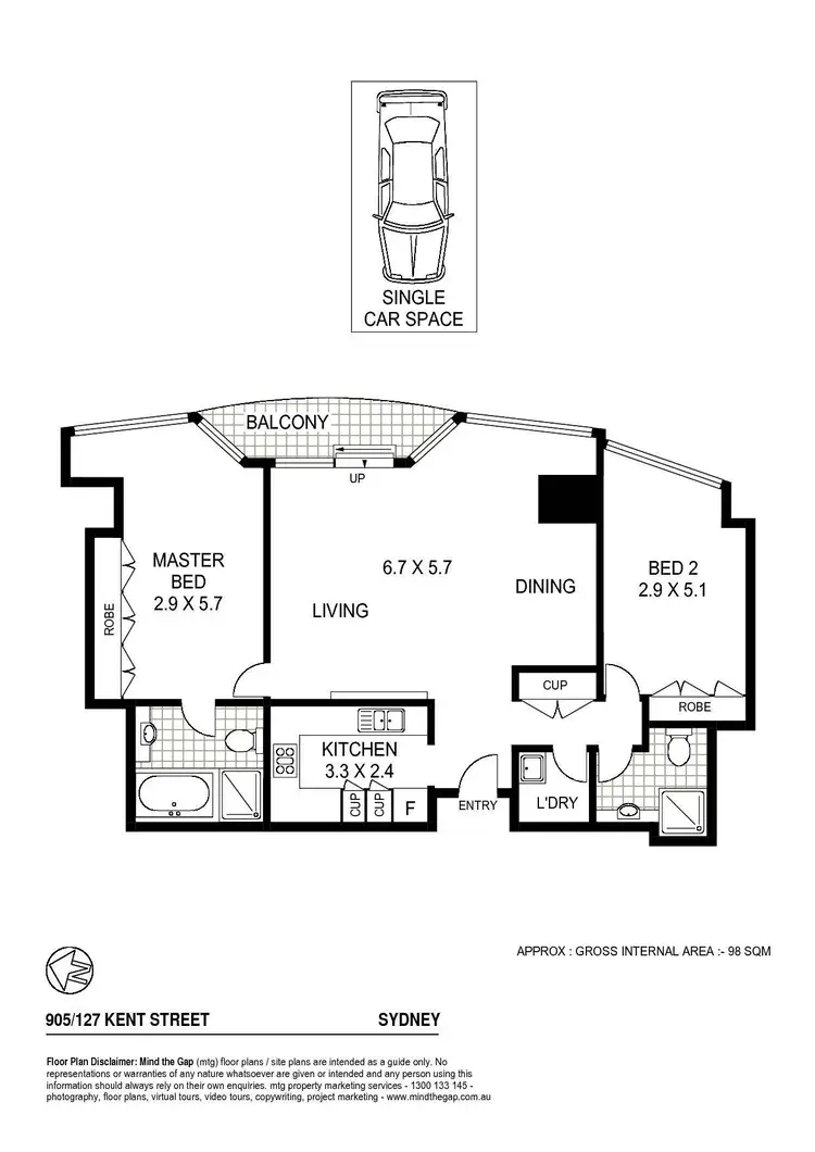 Floorplan of Homely apartment listing, 905/127 Kent Street, Sydney NSW 2000