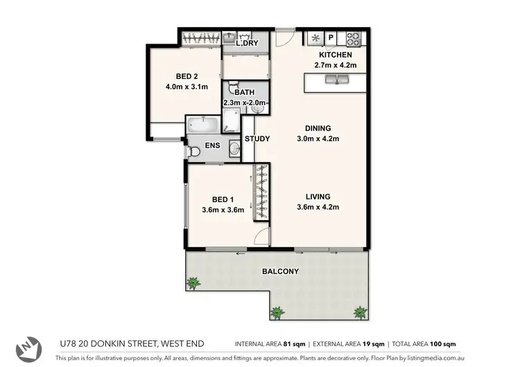 Floorplan of Homely unit listing, 78/20 Donkin Street, West End QLD 4101