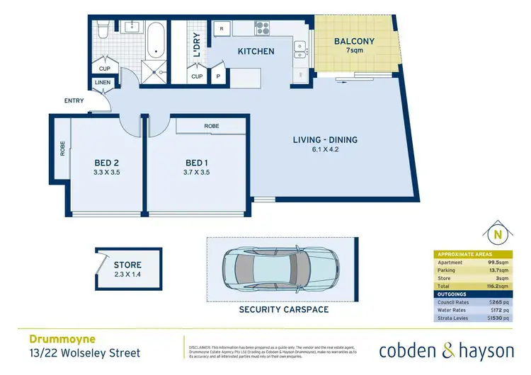 Floorplan of Homely apartment listing, 13/22 Wolseley Street, Drummoyne NSW 2047