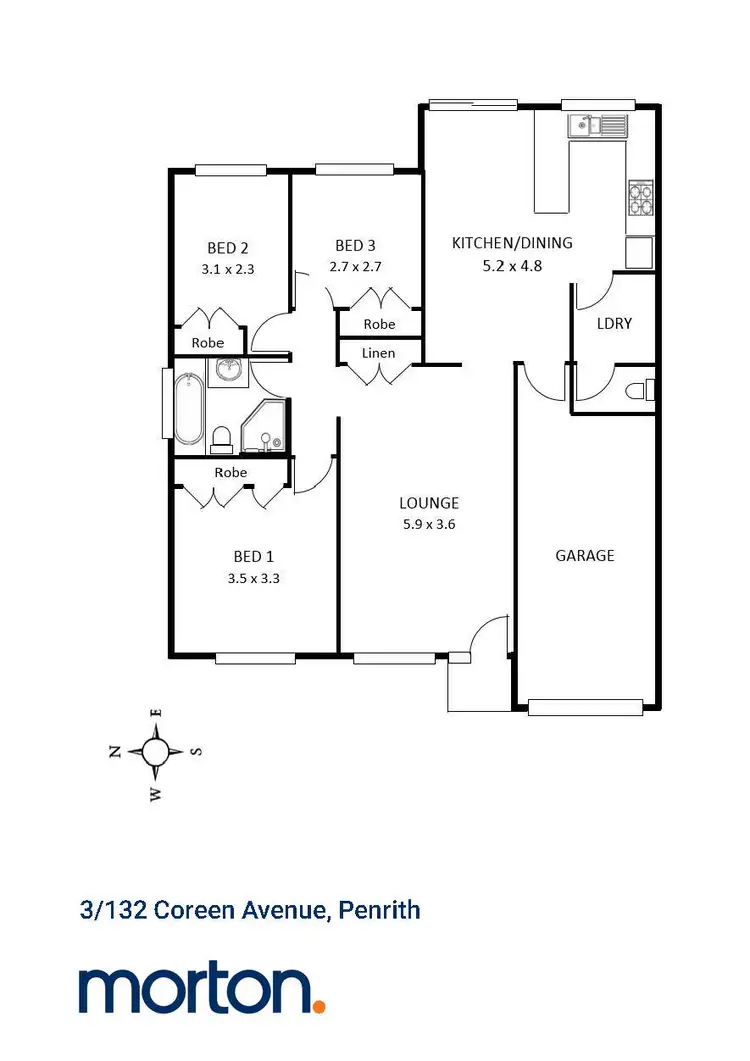 Floorplan of Homely villa listing, 3/132 Coreen Avenue, Penrith NSW 2750