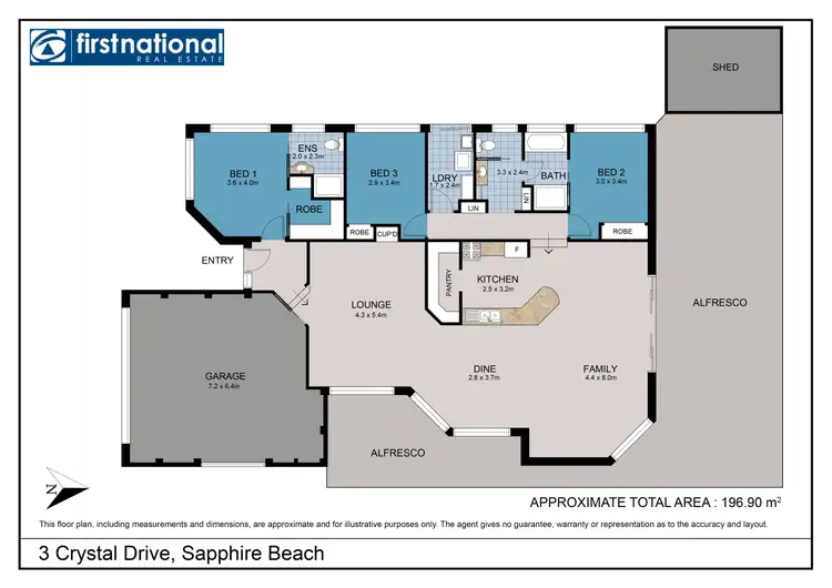 Floorplan of Homely house listing, 3 Crystal Drive, Sapphire Beach NSW 2450