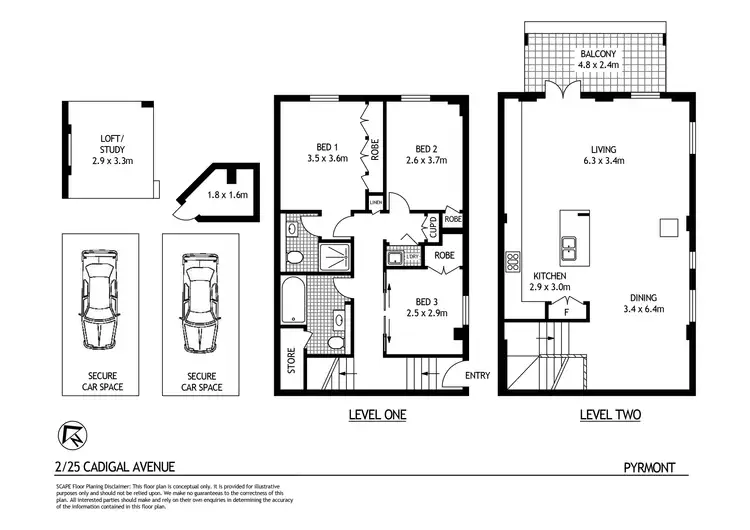 Floorplan of Homely apartment listing, 2/25 Cadigal Avenue, Pyrmont NSW 2009