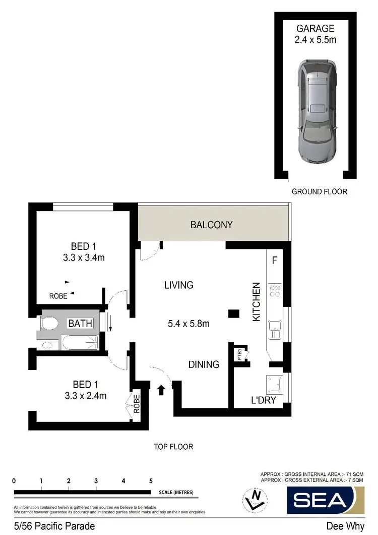 Floorplan of Homely unit listing, 5/56 Pacific Parade, Dee Why NSW 2099