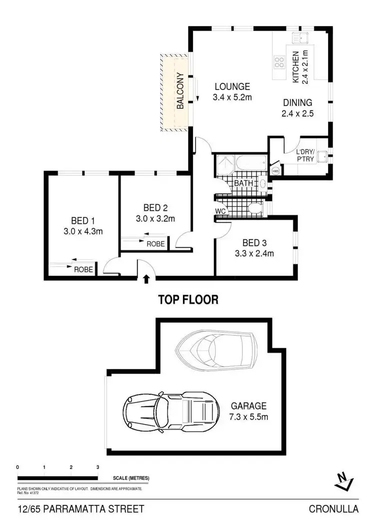 Floorplan of Homely apartment listing, 12/65 Parramatta Street, Cronulla NSW 2230