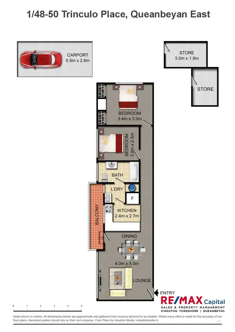 Floorplan of Homely unit listing, 1/48 Trinculo Place, Queanbeyan NSW 2620