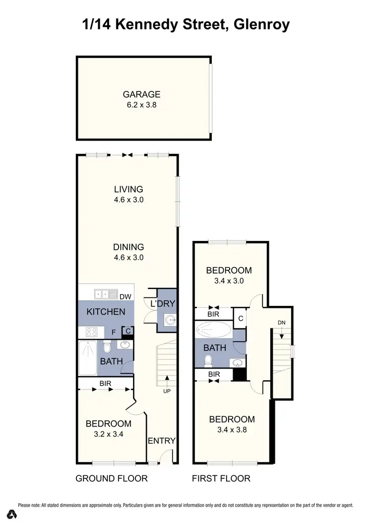 Floorplan of Homely townhouse listing, 1/14 Kennedy Street, Glenroy VIC 3046