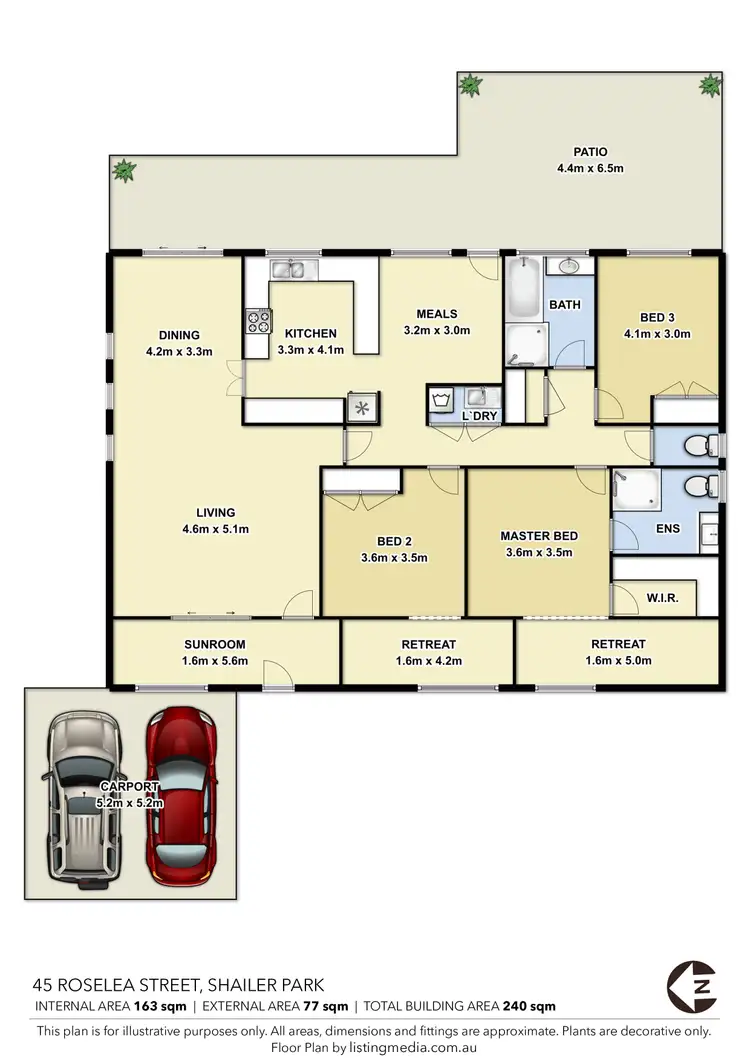 Floorplan of Homely semi-detached listing, 45 Roselea Street, Shailer Park QLD 4128
