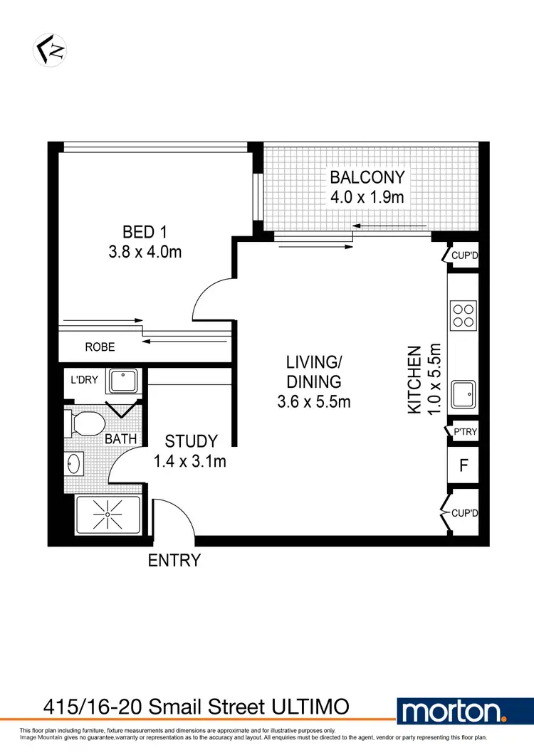 Floorplan of Homely apartment listing, 415/16-20 Smail Street, Ultimo NSW 2007