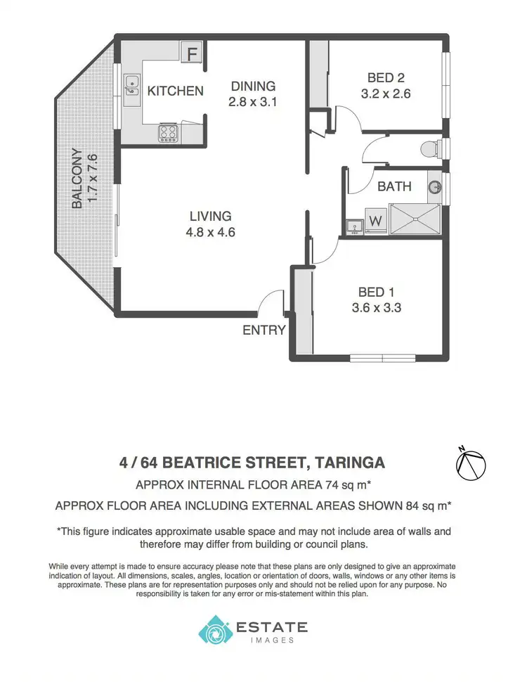 Floorplan of Homely unit listing, 4/64 Beatrice Street, Taringa QLD 4068