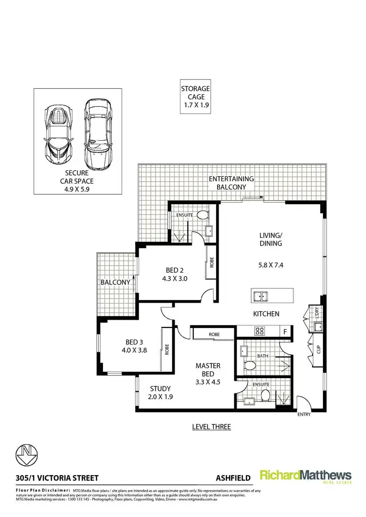 Floorplan of Homely apartment listing, 305/1 Victoria Street, Ashfield NSW 2131
