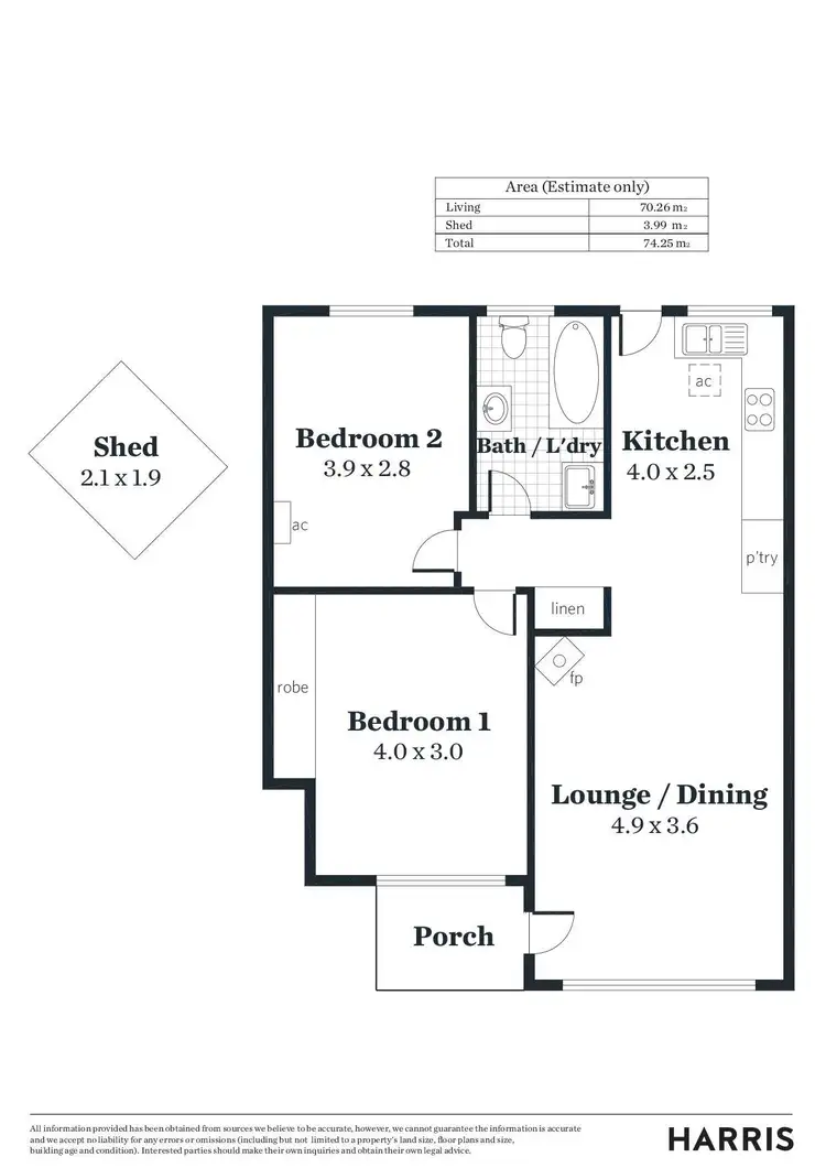 Floorplan of Homely unit listing, 2/25 Cash Street, Rostrevor SA 5073
