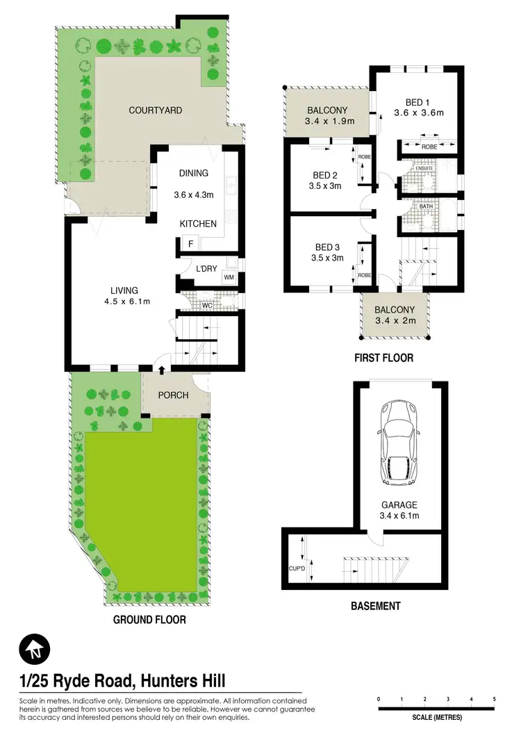 Floorplan of Homely townhouse listing, 1/25 Ryde Road, Hunters Hill NSW 2110