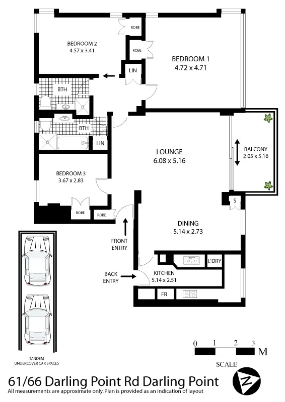 Floorplan of Homely apartment listing, 61/66 Darling Point Road, Darling Point NSW 2027