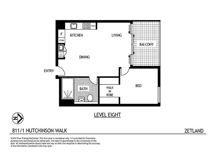 Floorplan of Homely apartment listing, 811/1 Hutchinson Walk, Zetland NSW 2017