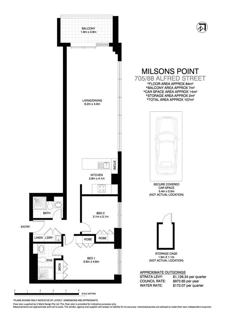 Floorplan of Homely apartment listing, 705/88 Alfred Street, Milsons Point NSW 2061