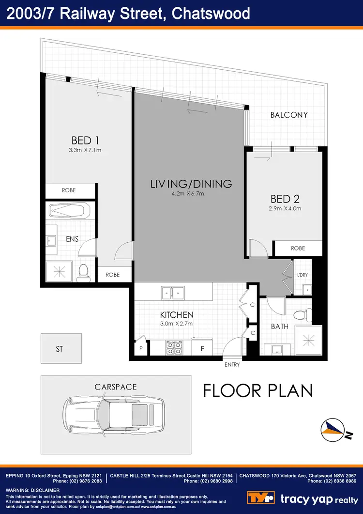 Floorplan of Homely apartment listing, 2003/7 Railway Street, Chatswood NSW 2067